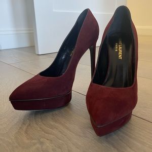 Burgundy maroon Yves Saint Laurent platform heels